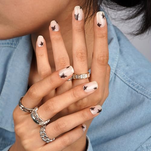 DANNI & TONI Semi Cured Gel Nail Strips Christmas Santa Claus Snowflakes Cat Eye Gel Nail Wraps 28 Stickers | Mistletoe Meow