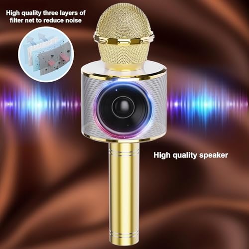 Wireless Bluetooth Karaoke Microphone 2 Pack, 4-in-1 Handheld Mic Speaker for Singing, Karaoke Machine for Phone Android PC, Great Birthday Gifts for Girls Kids Adults for Party,Home KTV