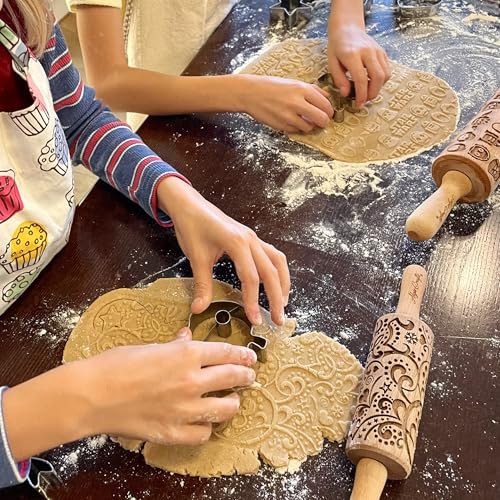 CHRISTMAS GIFTS EMBOSSING ROLLING PIN laser engraved with Christmas symbols CHRISTMAS GINGERBREAD COOKIES