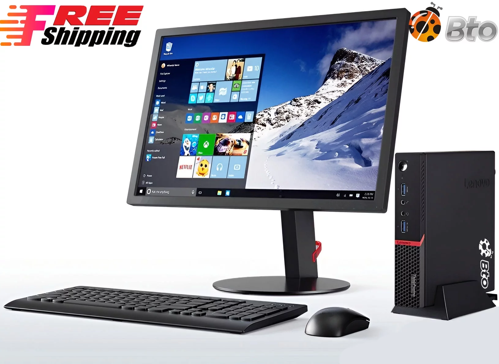 Restored Lenovo M600Desktop Tiny Computer Mini PC Intel Pentium upto 2.64GHz Processor 8GB RAM 128GB SSD, 19 Inch LCD Wifi Adapter Bto KB & Mouse Windows 10 Pro (Refurbished)