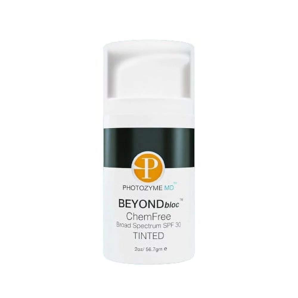 Photozyme BeyondBloc Chemfree Broad Spectrum SPF 30 Tinted - Light Coverage Sunscreen - Anti-Aging and Hydrating - for All Skin Types and Post Procedure Skin - with Titanium Dioxide 10.20%, Zinc Oxide