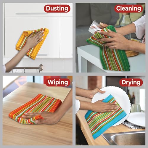 Urban Villa Christmas Kitchen Towels Pine Cone Print Multi Color, Premium Quality,100% Cotton Dish Towels Mitered Corners (Size: 20X30 Inch), Highly Absorbent Bar Towels & Tea Towels - (Set of 6)