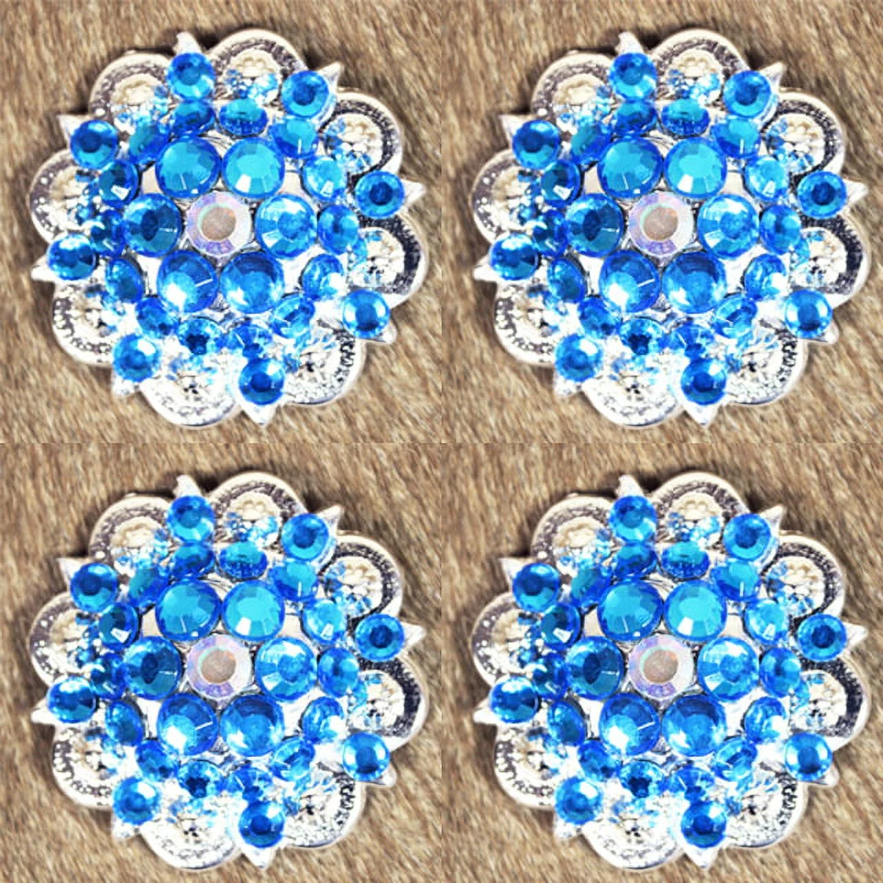 10HS 8 Hilason Western Berry Conchos Glass Rhinestones Bling 1.5
