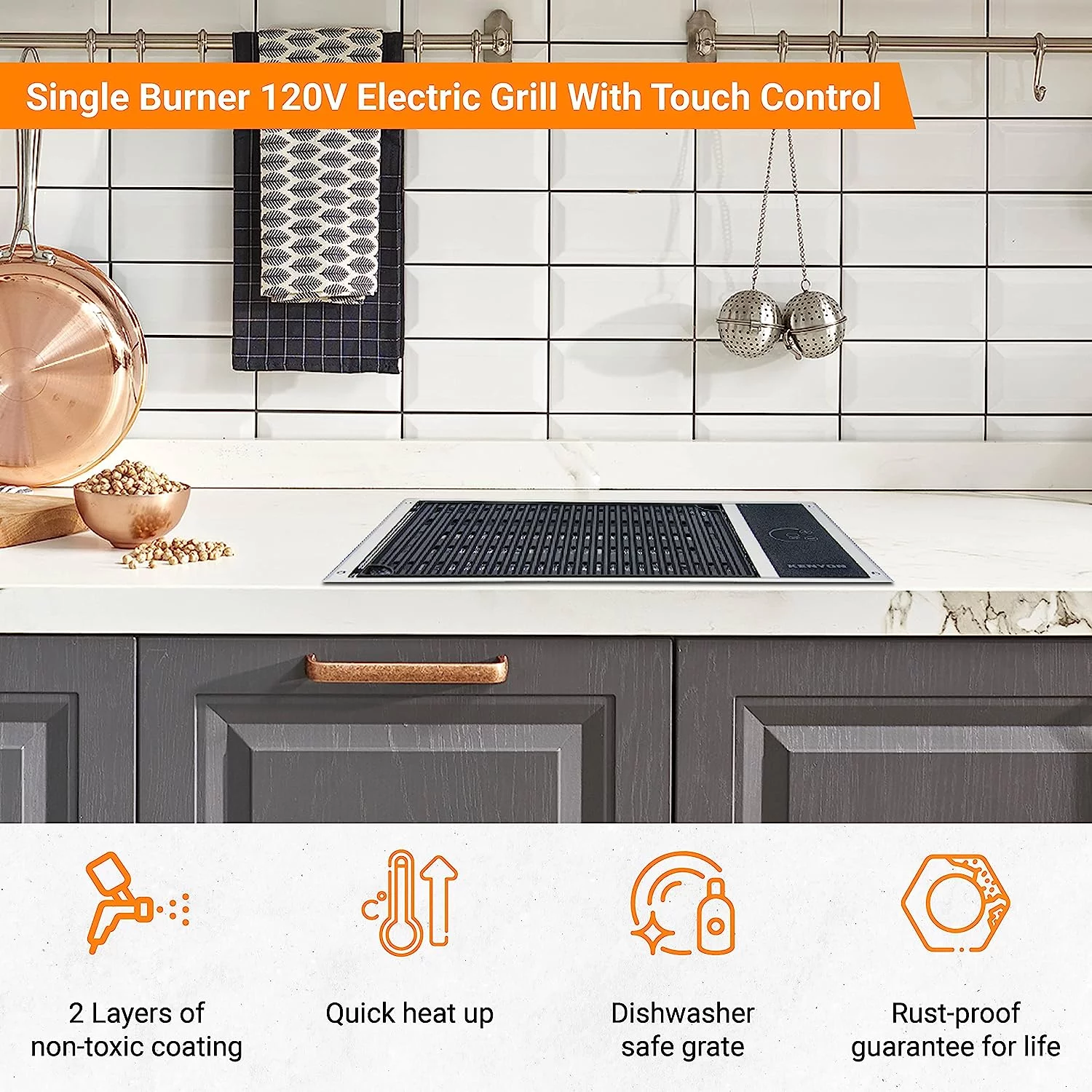 Kenyon B70060 120V No Lid Configuration Electric Grill, Stainless Steel