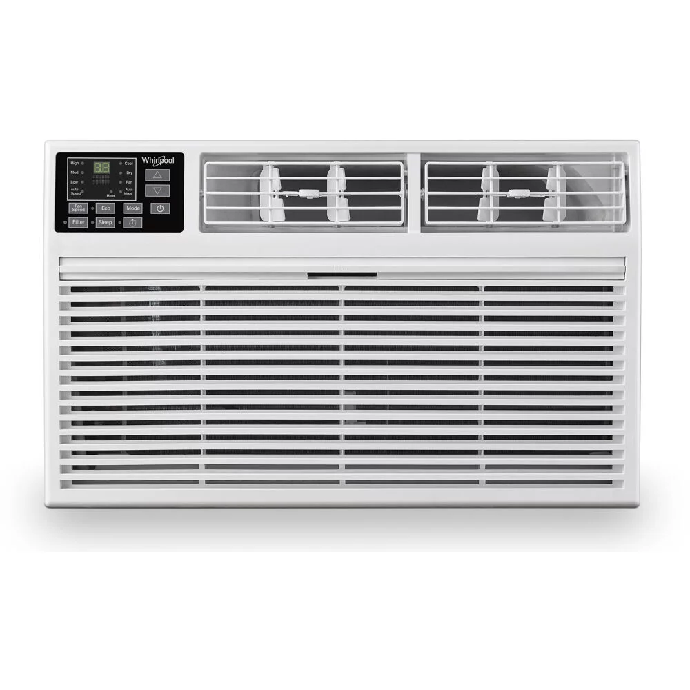 Whirlpool 8,000 BTU 115-Volt 350 Sq.Ft. Wall Air Conditioner with Remote, White, WHAT081-1AW