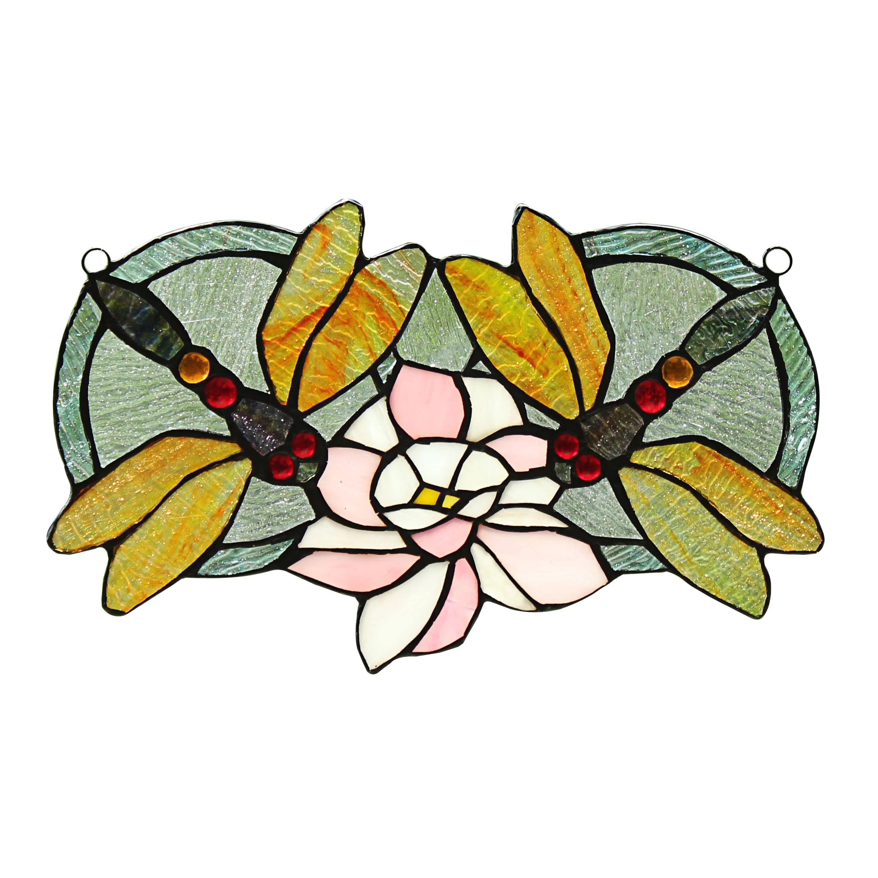 RADIANCE Goods Tiffany-Glass Dragonfly Window Panel 13x22