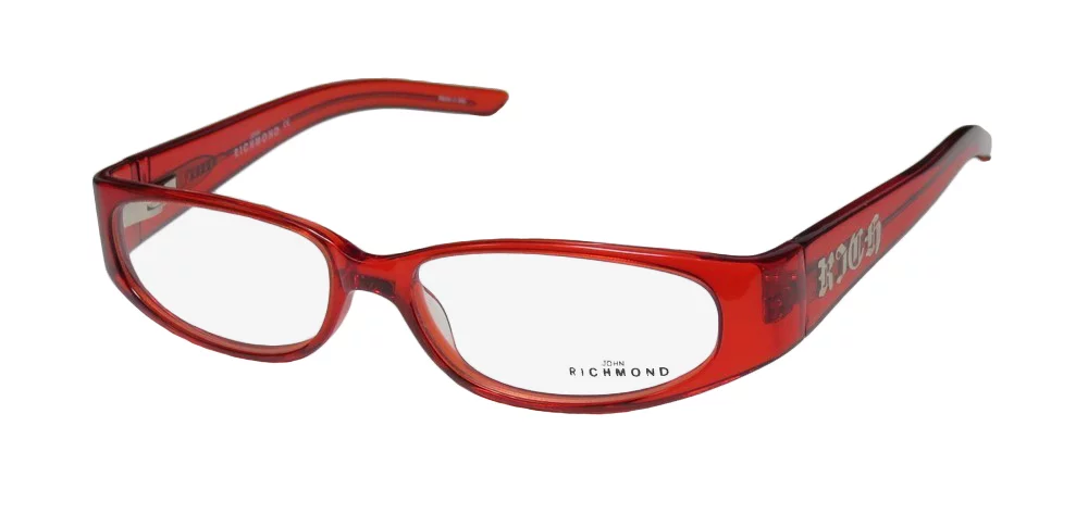 NEW JOHN RICHMOND 00101 WOMENS/LADIES DESIGNER FULL-RIM TRANSPARENT RED MUST HAVE STUNNING HOT FRAME DEMO LENSES 52-15-125 FLEXIBLE HINGES EYEGLASSES/EYEGLASS FRAME