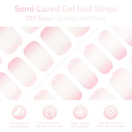 Semi Cured Gel Nail Strips-Easy Apply Christmas Gel Nail Stickers Holiday Semi Cured Manicure Strips with Sparkling Xmas Designs (Classic Yule)