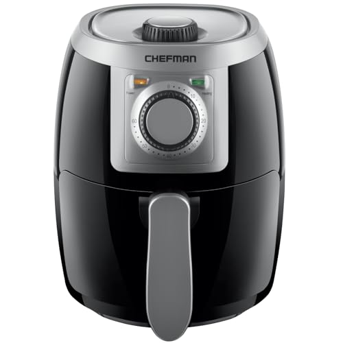 CHEFMAN 2 Qt Mini Air Fryer – Digital Space-Saving Compact Air Fryer with Nonstick and Dishwasher Safe Basket, Quick & Easy Meals in Minutes, Features Digital Timer and Shake Reminder – Black