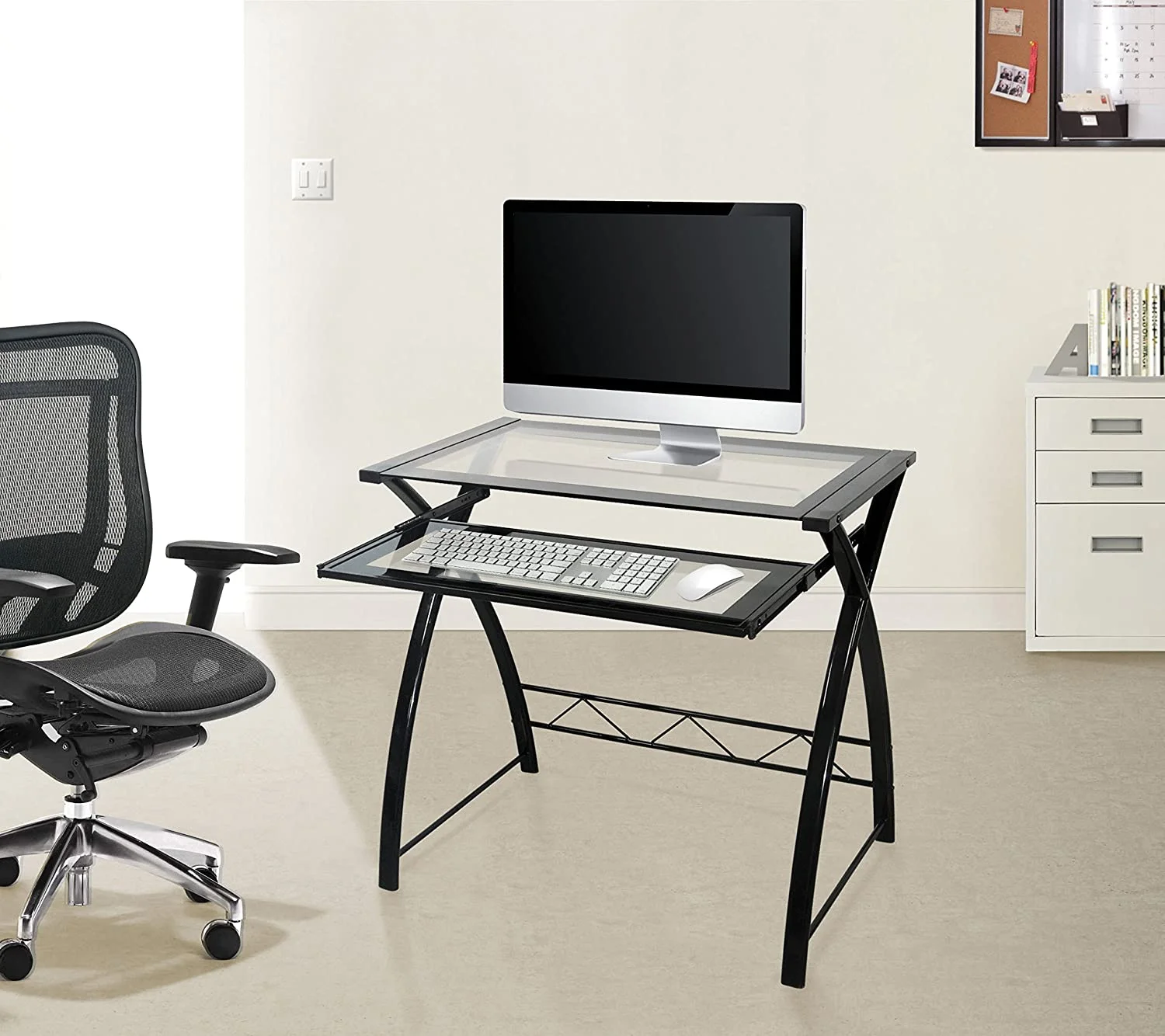 Twin-Star International CD8855 High Gloss Computer Desk - Black Finish