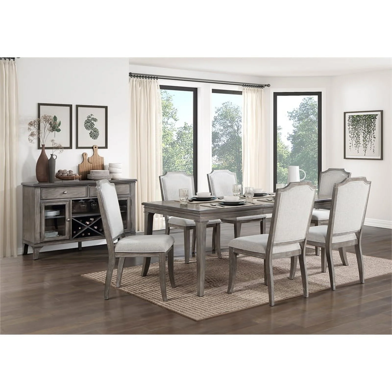 Lexicon Garner Wood Upholstery Dining Room Side Chair (Set of 2) in Brown Gray