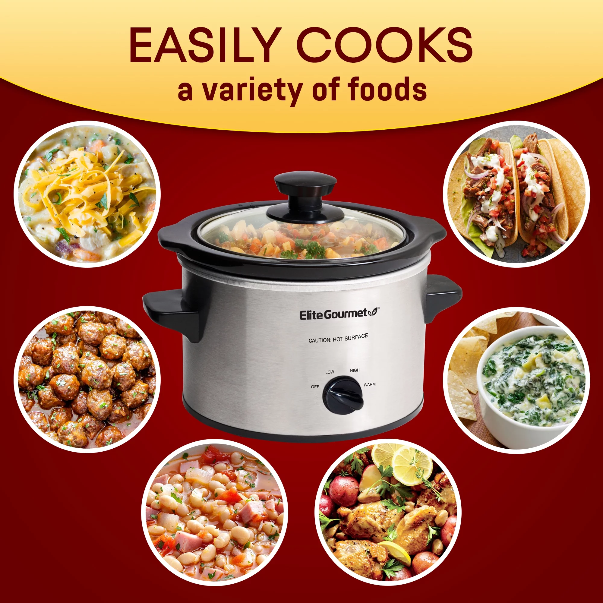 Elite Gourmet MST-250XS 1.5-Qt. Mini Slow Cooker, Stainless Steel