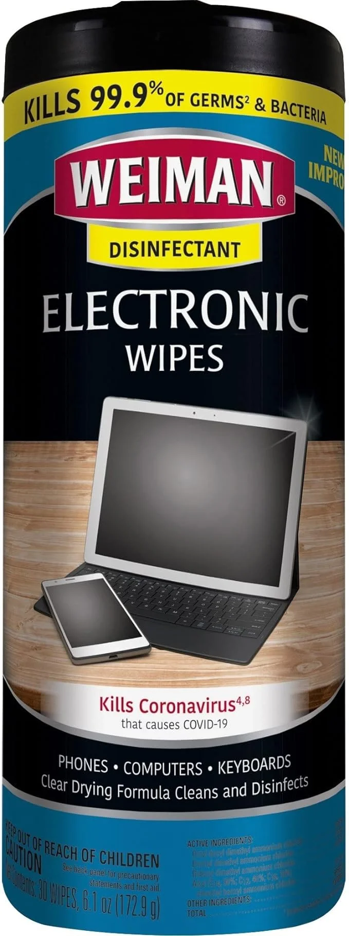 Weiman Disinfecting Electronic Cleaning Wipes, 30 Count