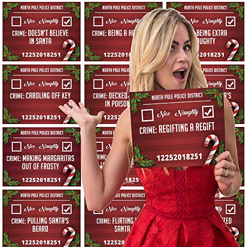 Christmas Photo Booth Prop Mugshot Signs! 20 Double sided cards for 40 fun options!