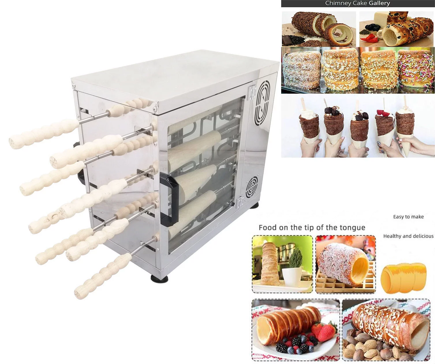 Techtongda Chimney Cake Roll Maker Chimney Toaster Cooking Bread Oven Bakery Ovens 16 Rollers Kitchen