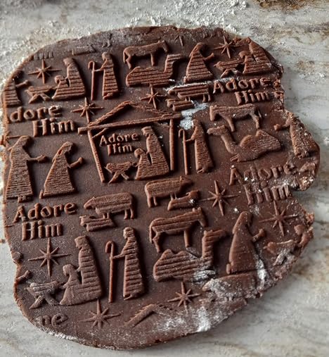 CHRISTMAS GIFTS EMBOSSING ROLLING PIN laser engraved with Christmas symbols CHRISTMAS GINGERBREAD COOKIES