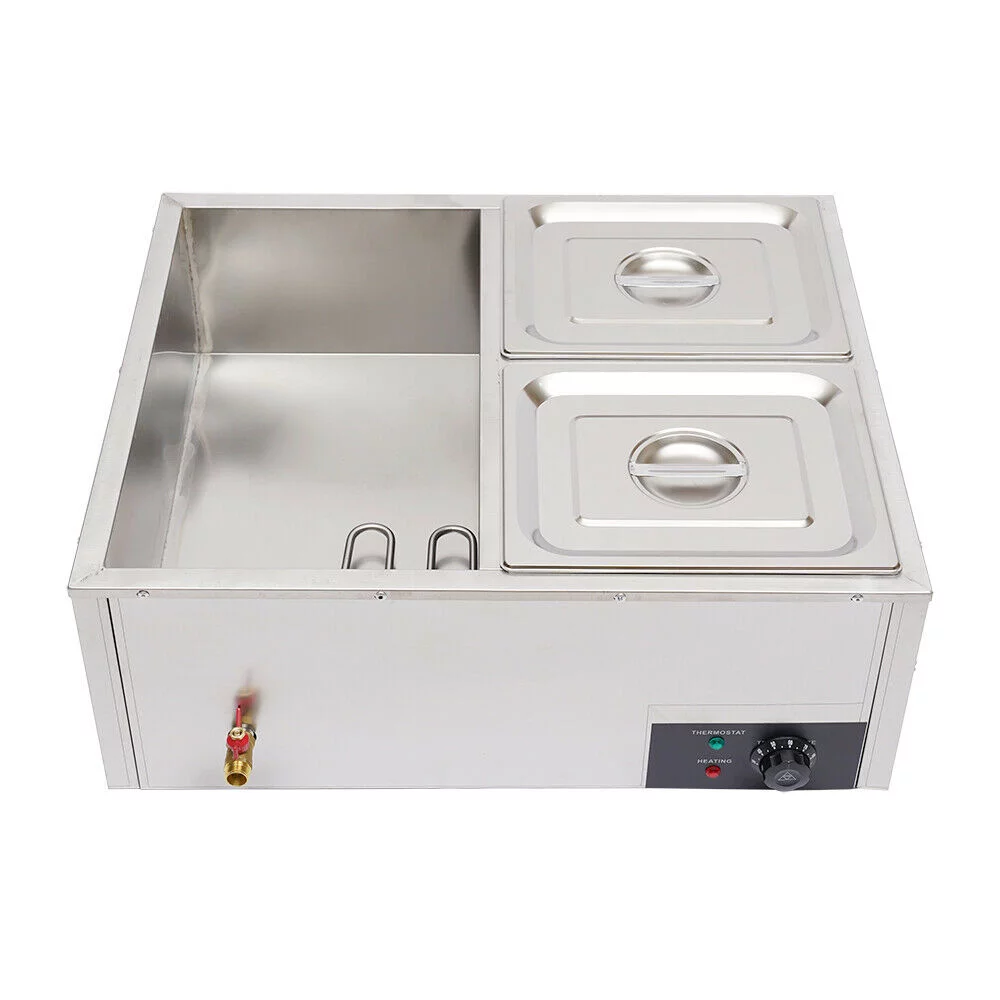 CNCEST Commercial Electric Bain Marie Commercial Food Warmer Buffet Steam Table Steamer Countertop