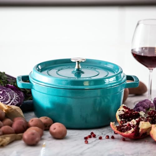 STAUB Cast Iron Dutch Oven 5.5-qt Round Cocotte, Made in France, Serves 5-6, Black Matte