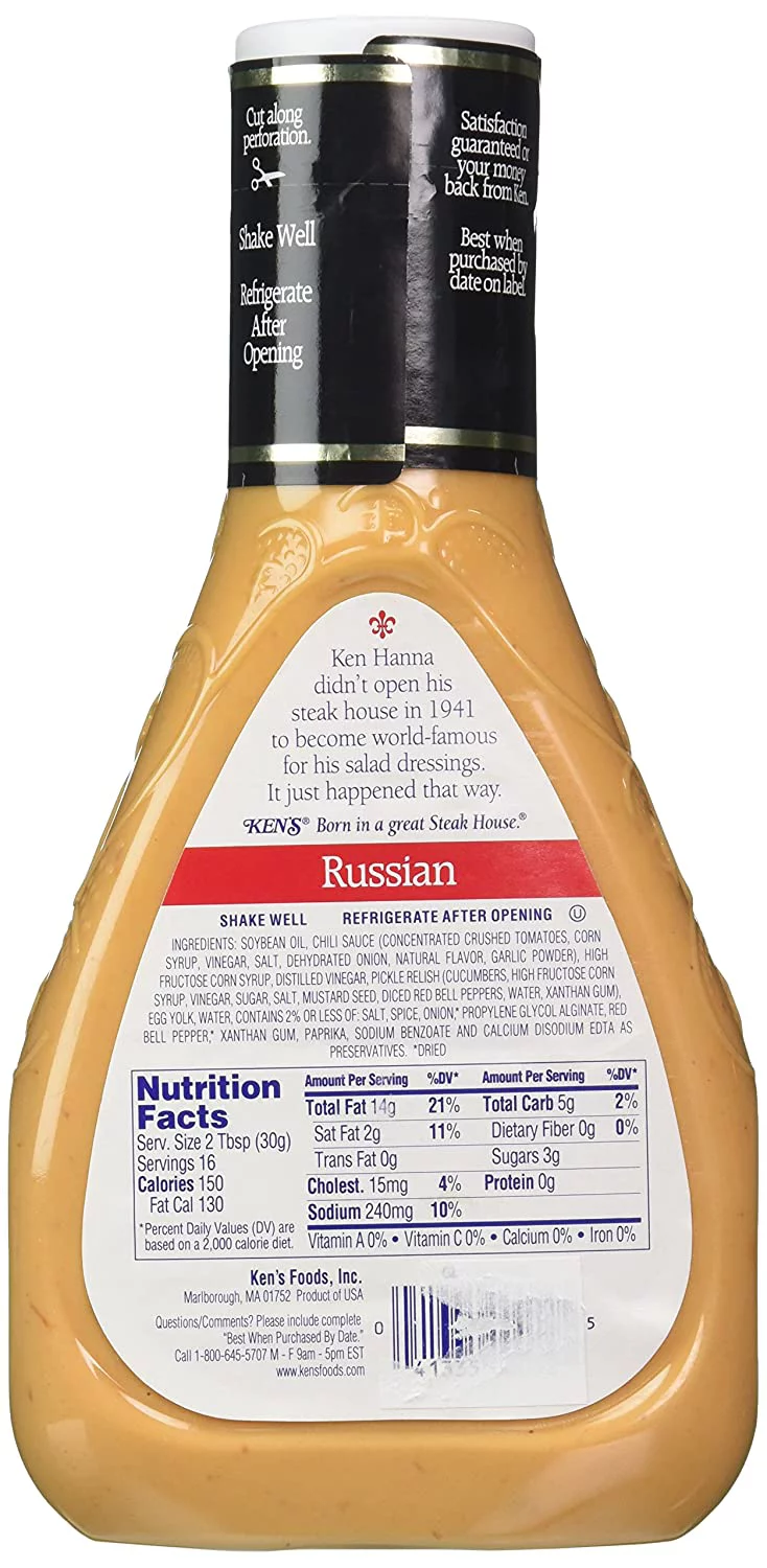Kens Steakhouse Russian Salad Dressing (Pack of 2) 16 oz Bottles