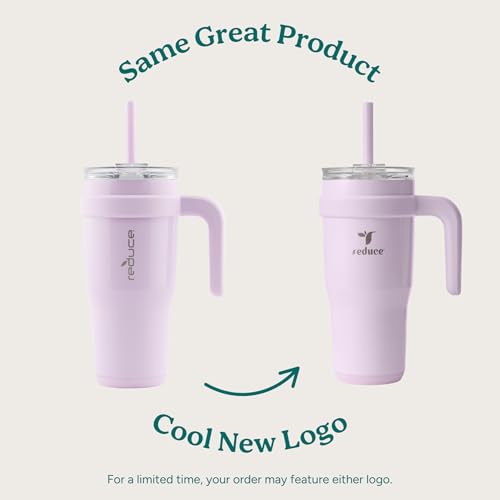 REDUCE Cold1 40 oz Tumbler with Handle - Vacuum Insulated Stainless Steel Water Bottle for Home, Office or Car, Reusable Mug with Straw or Leakproof Flip Lid, Keeps Drinks Cold All Day- Gloss Cotton