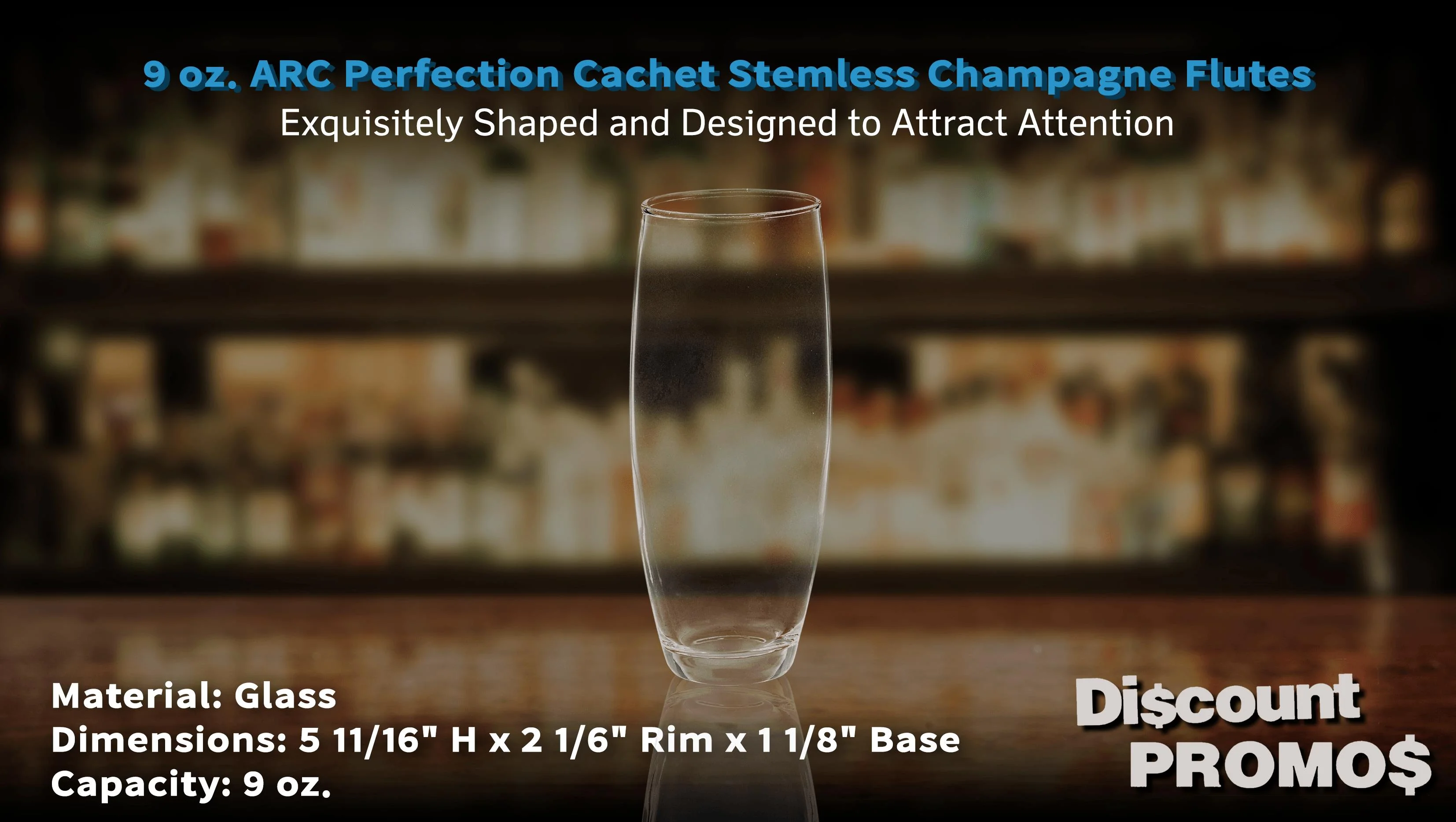 10 ARC Stemless Champagne Flutes Set, 9 oz. - Cachet, Glassware, Cocktails - Clear