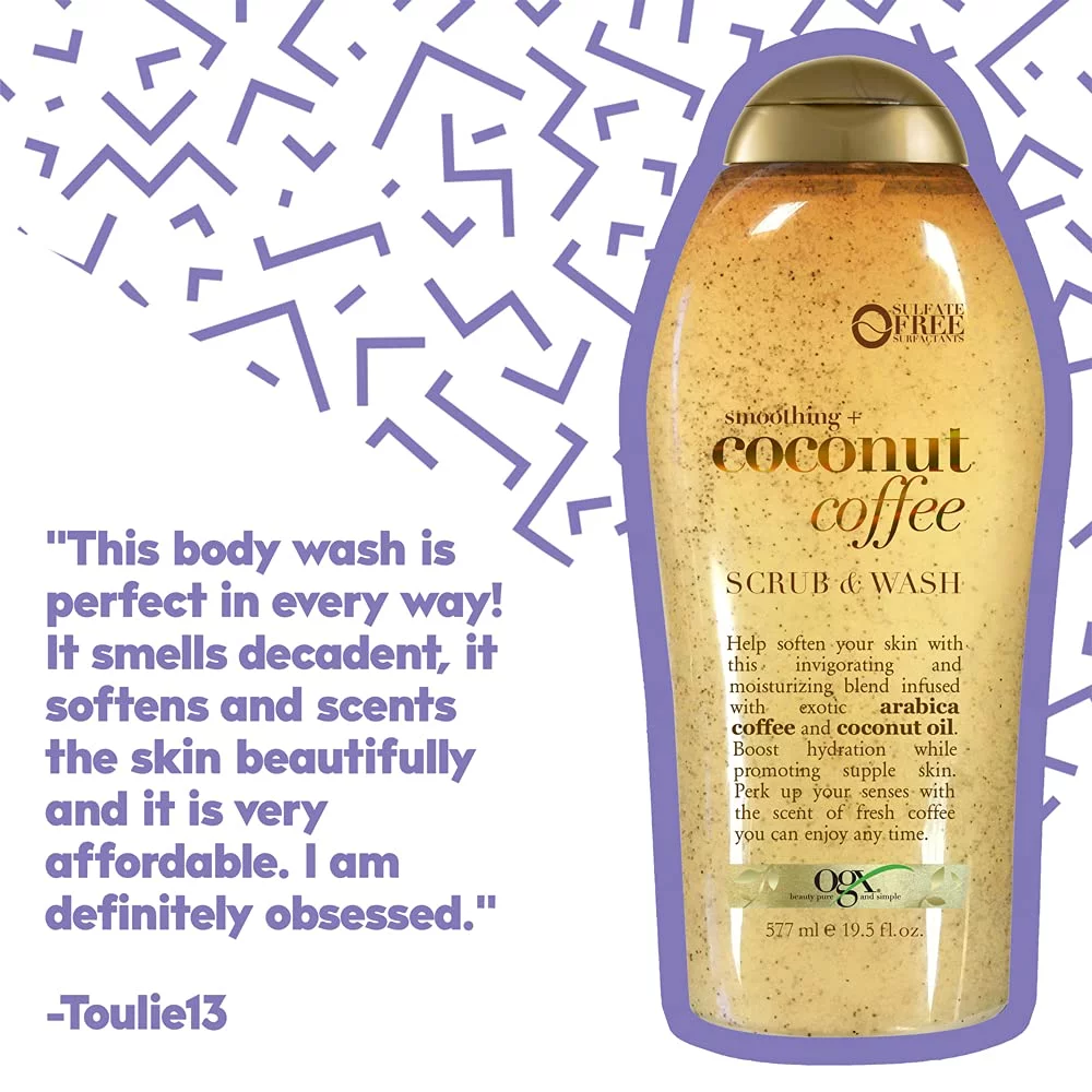 5 Pack OGX Smoothing + Coconut Coffee Body Scrub & Wash 19.5 Ounce