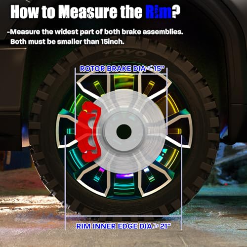 SUNPIE Wheel Lights for Truck - Universal 14.5’’ RGB Rim Light for Car/SUV - Wheel Well Ring Lights with Sequential and Multi-Color for All Vehicle with 17inch and 18inch Tire, Waterproof DC 12v