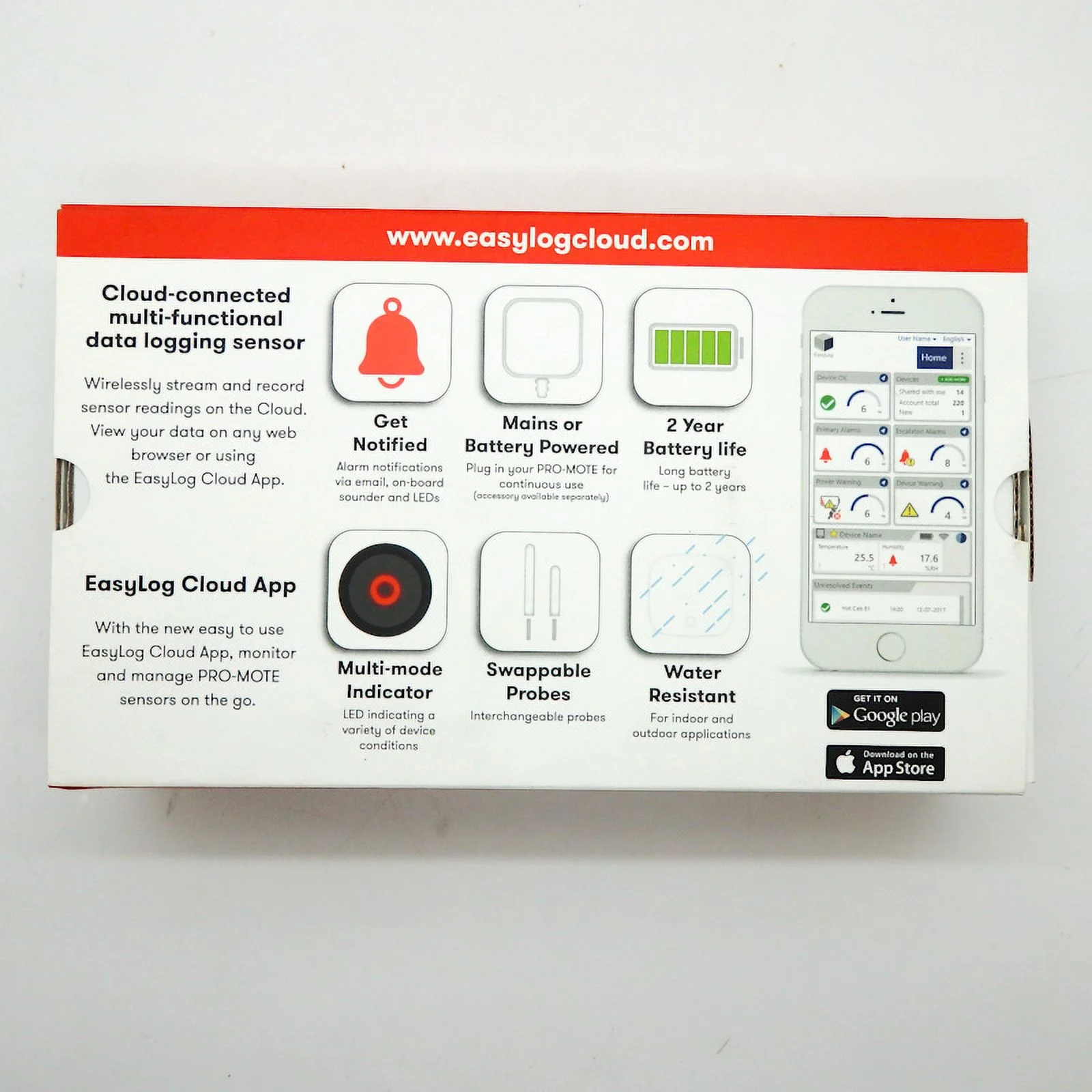 RS PRO Thermistor Probe Temperature Cloud-Connected Data Logger Kit 172-0562