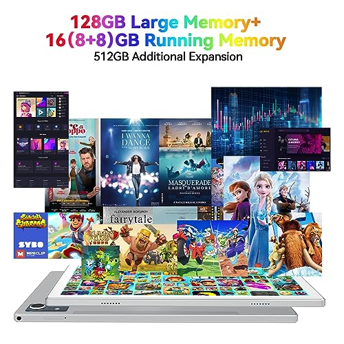 Latest Android 13 Tablet, Octa-Core Processor+128GB+16(8+8 Expand) GB, 10.1 inch Tablet with 8000mAh Battery, 1280x800 HD Screen, 5G WiFi, 21MP Camera, Tableta with Keyboard, Bluetooth, Mouse, Case