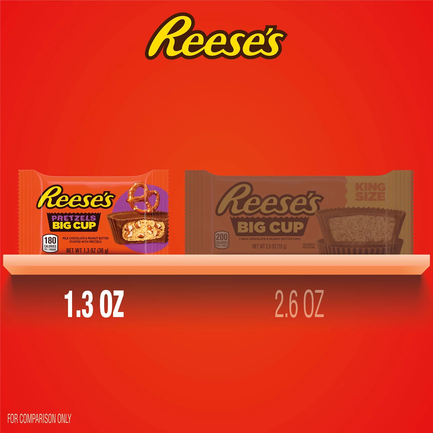 Reese's Big Cup with Pretzels Milk Chocolate Peanut Butter Cups Candy, Packs 1.3 oz, 16 Count