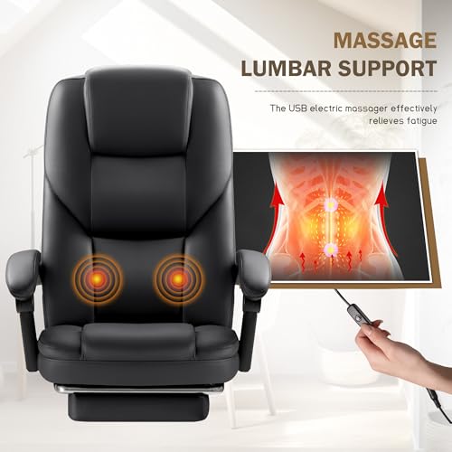 Furmax Office Chair with Footrest Ergonomic High Back Design Executive Computer Desk Chair400lbs, 90-155° Reclining Leather Home Office Desk Chairs Swivel Task Chairs with Wheels (Brown)