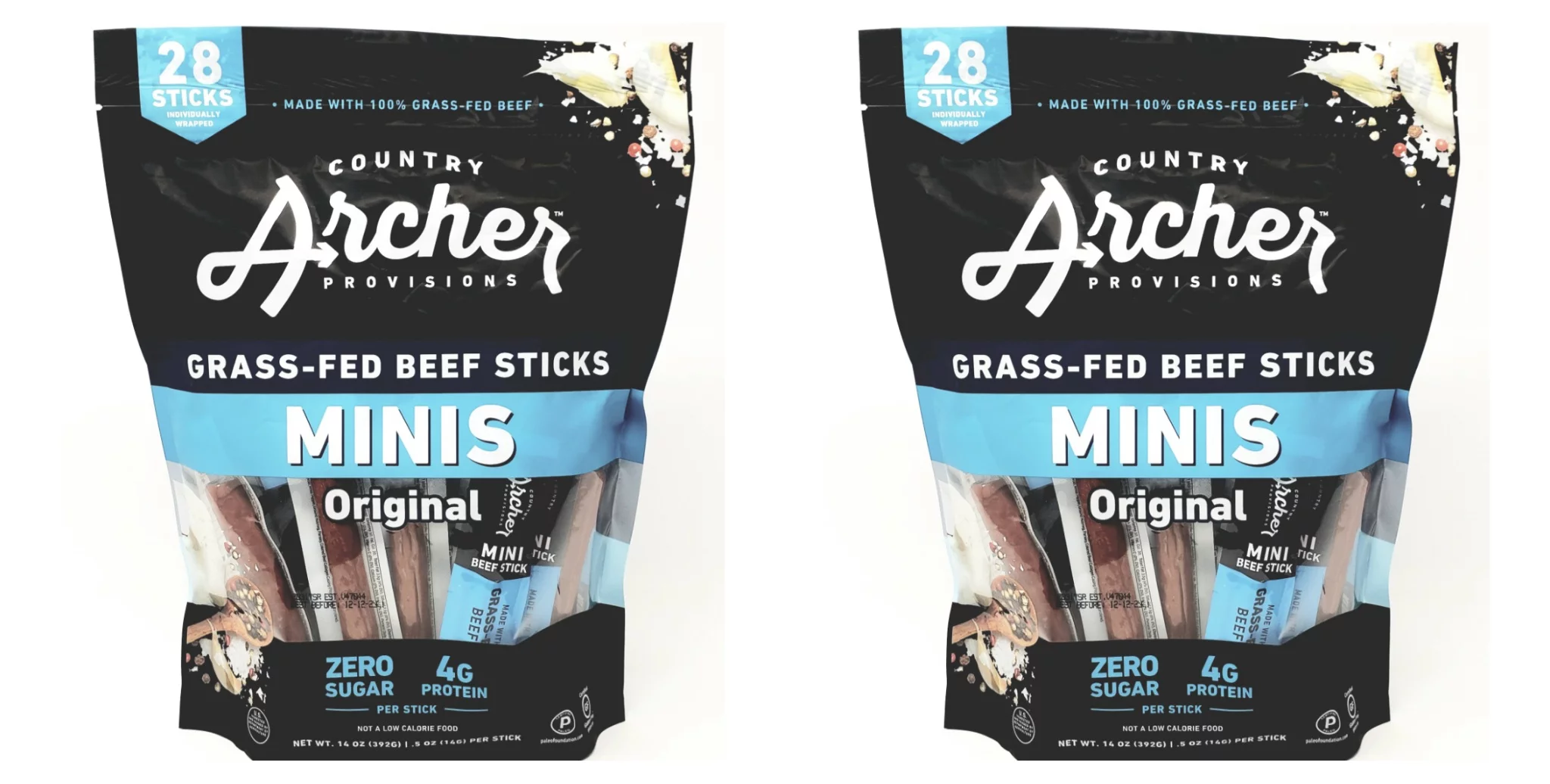 Country Archer 100% Grass-Fed Beef Sticks Minis Original 56 Individually Wrapped Sticks