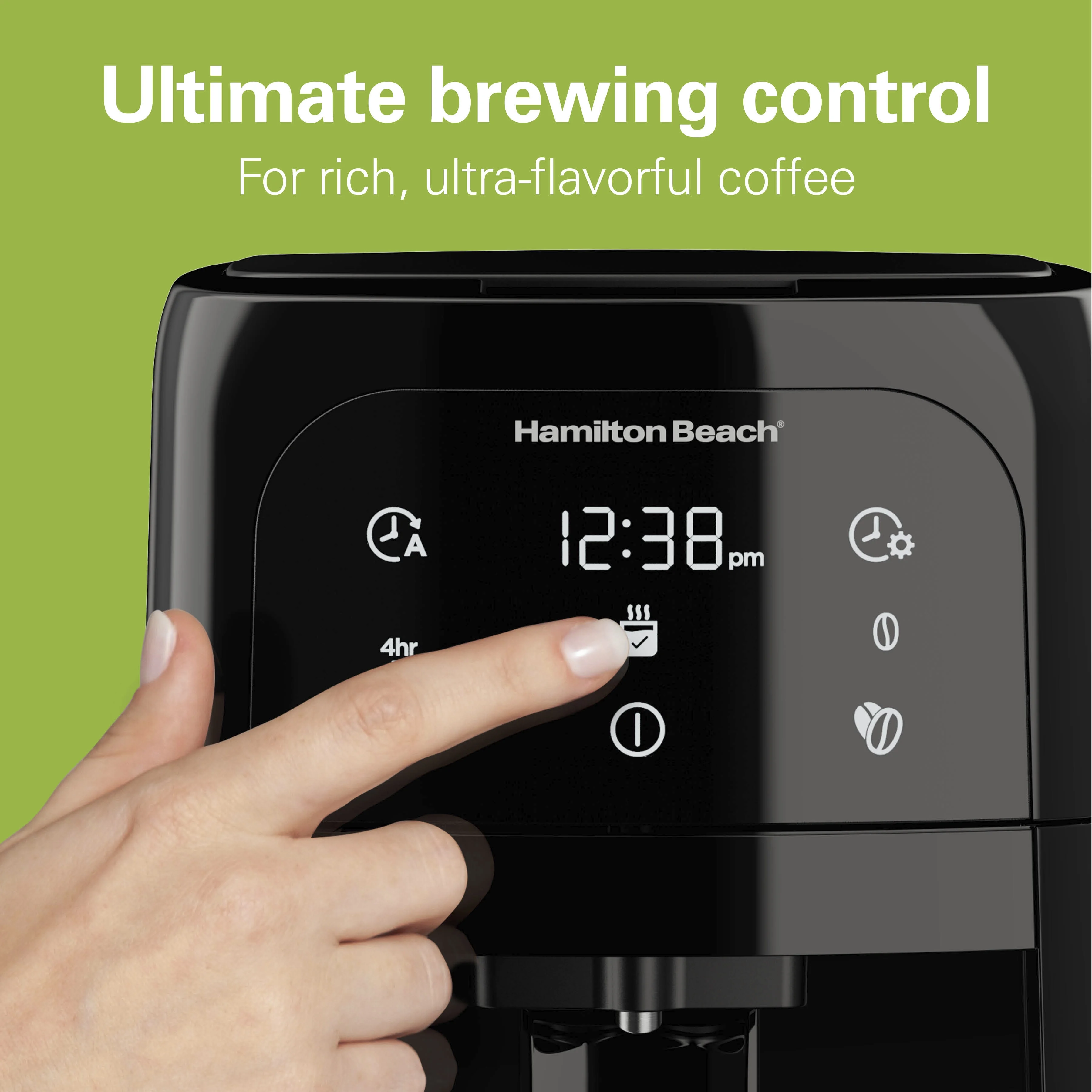 Hamilton Beach One Press Dispensing Coffee Maker, 12 Cup Capacity, Black, 47600