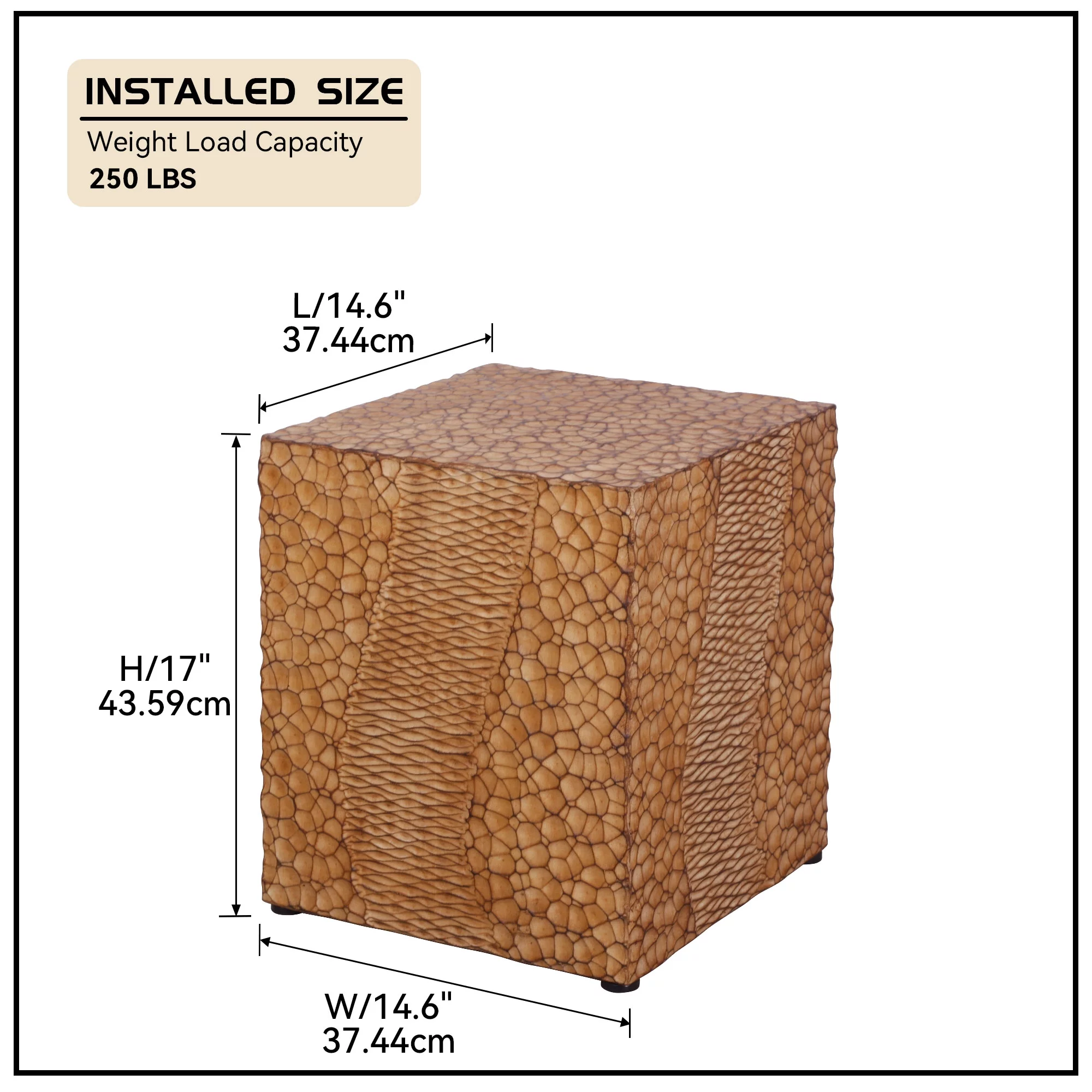 Williamspace Faux Wood Stump Indoor Outdoor Accent Side Table Yellow