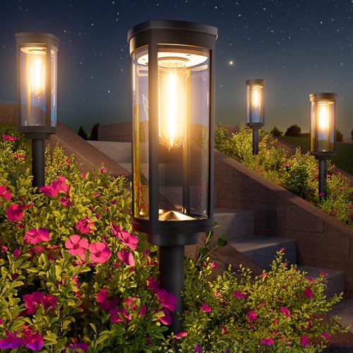 Bright Solar Pathway Lights Outdoor, 8 Pack Solar Powered Garden Lights Waterproof IP65, Auto On/Off Outdoor Light for Lawn Patio Walkway Driveway Decor Landscape Lighting
