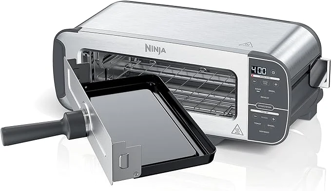 Open Box Ninja Foodi 2-IN-1 Compact Toaster Oven ST101 - Stainless Steel