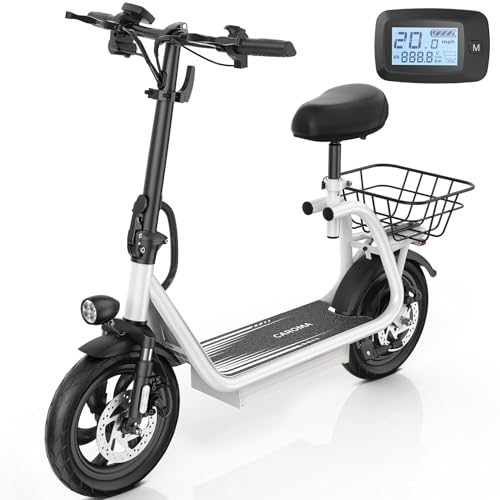 Caroma Peak 500W/800W/1200W Electric Scooter with Seat, LED Display & up to 30Miles,12