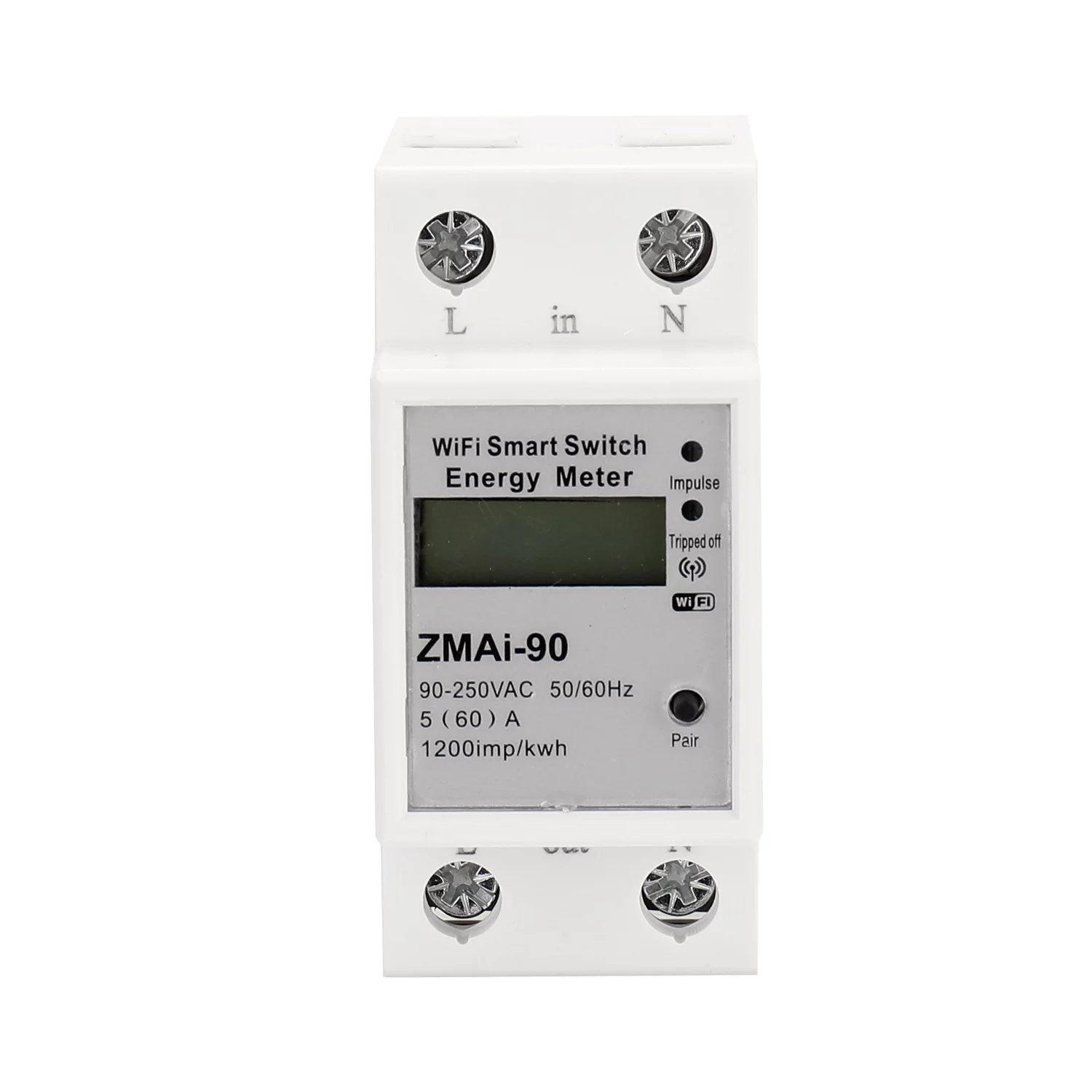 Arealer Single-Phase Din Rail Wifi Intelligent Energy Meter Power Consumption Kwh Meter Wattmeter Support Smartlife/Tuya App Control Compatible with And Home