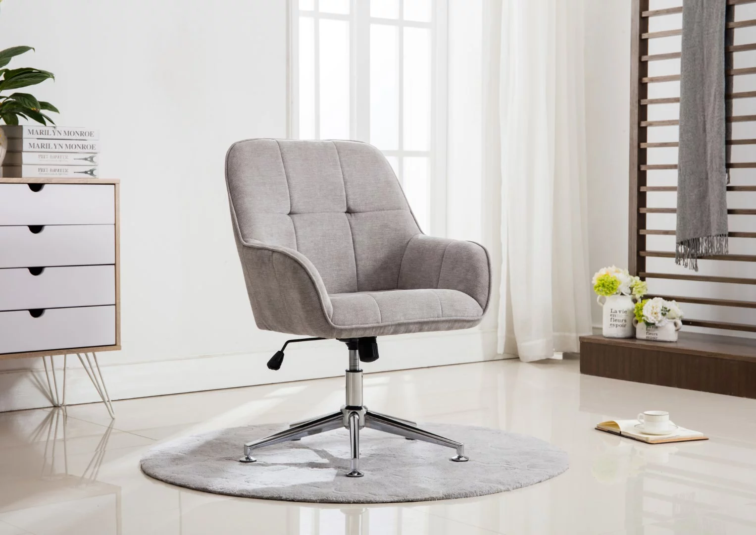 Porthos Home Office Chair, Designer Office Chairs with Arms, Lumbar Support, Height Adjustable, Bonus 5 Easy Change Footers, 360-Degree Swivel, Premium Design, Luxury