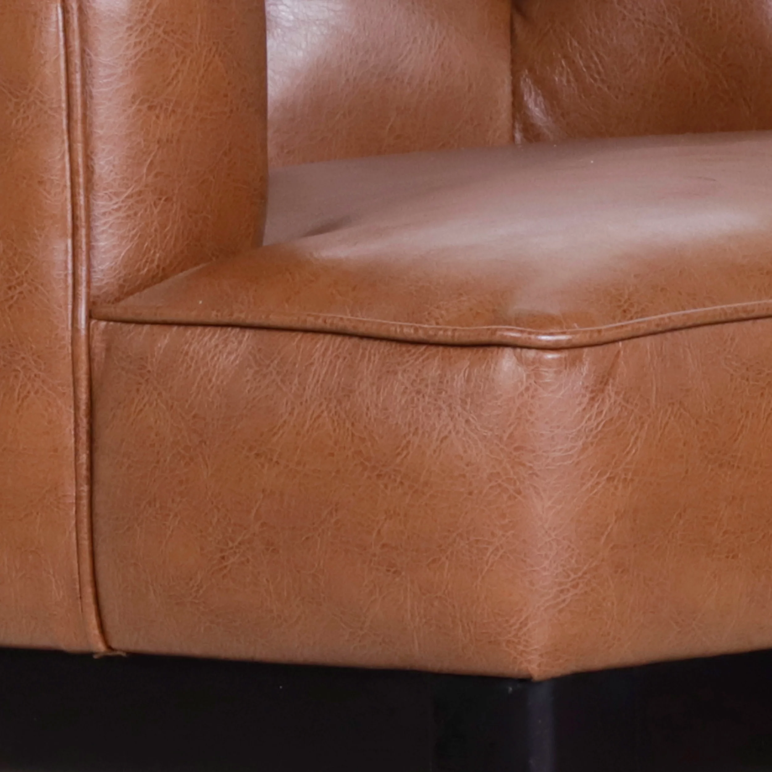 Noble House Suncook Faux Leather Tufted Club Chair, Cognac Brown and Dark Brown