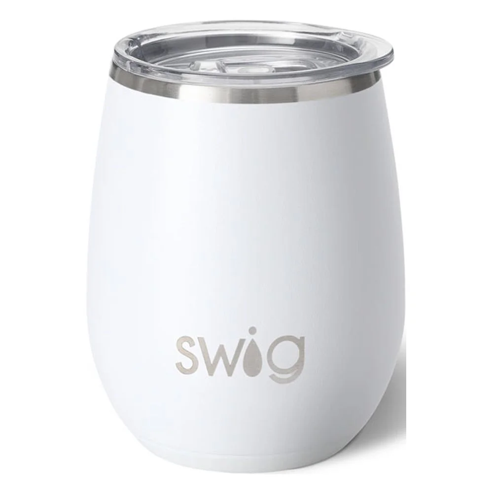 Swig Life 14oz Stemless Wine Cup | Insulated Stainless Steel Wine Tumbler | White