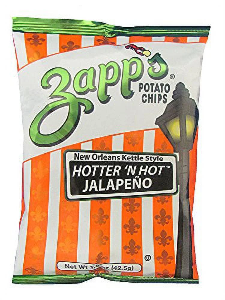 Zapp's New Orleans Kettle-Style Potato Chips, Hotter n Hot Jalapeno | Pack of 30