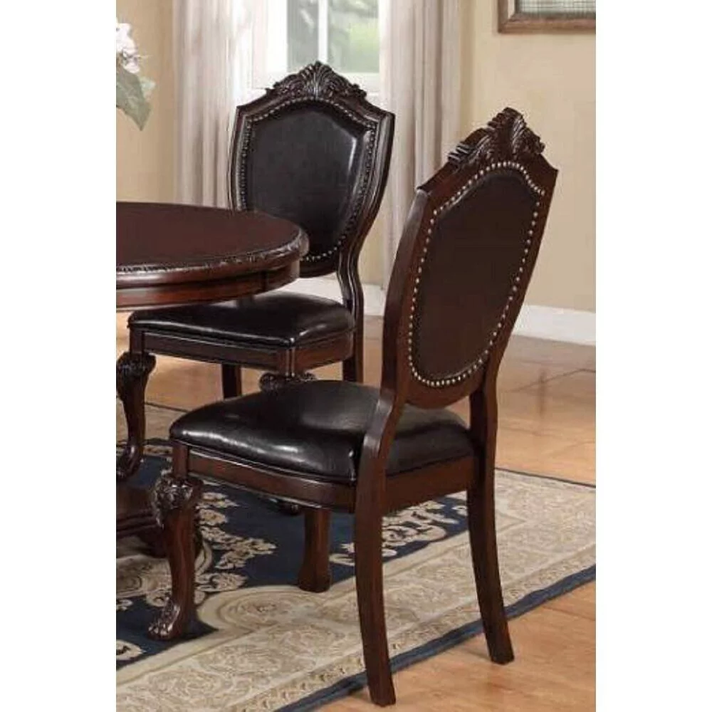 Set of 6 Dining Chairs Brown Antique Traditional Look Kitchen Dining Room Furniture Majestic Design Formal Comfort Chair