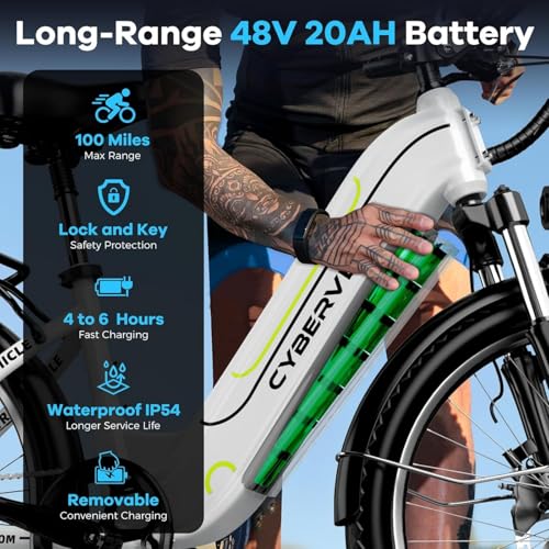 26“ Electric Bike for Adult,1000W Peak, up 80 Miles Removable Battery Ebike,Adult Electric Bicycles for All Terrain,Men Women E Bike, 7-Speed