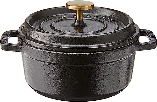 STAUB Cast Iron Dutch Oven 5.5-qt Round Cocotte, Made in France, Serves 5-6, Black Matte