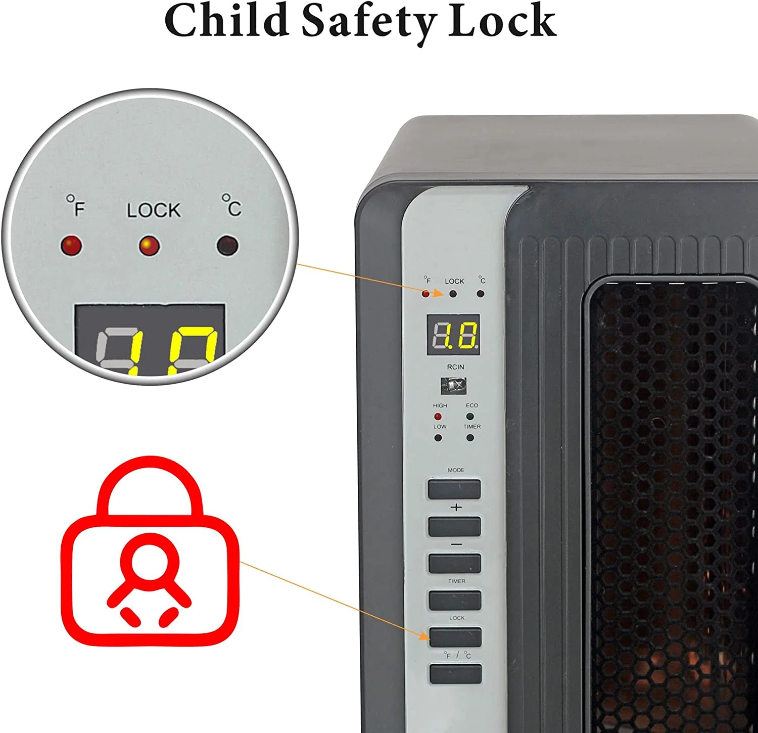 Optimus H-8013 Electric Infrared Quartz Space Heater with LED Display and Remote