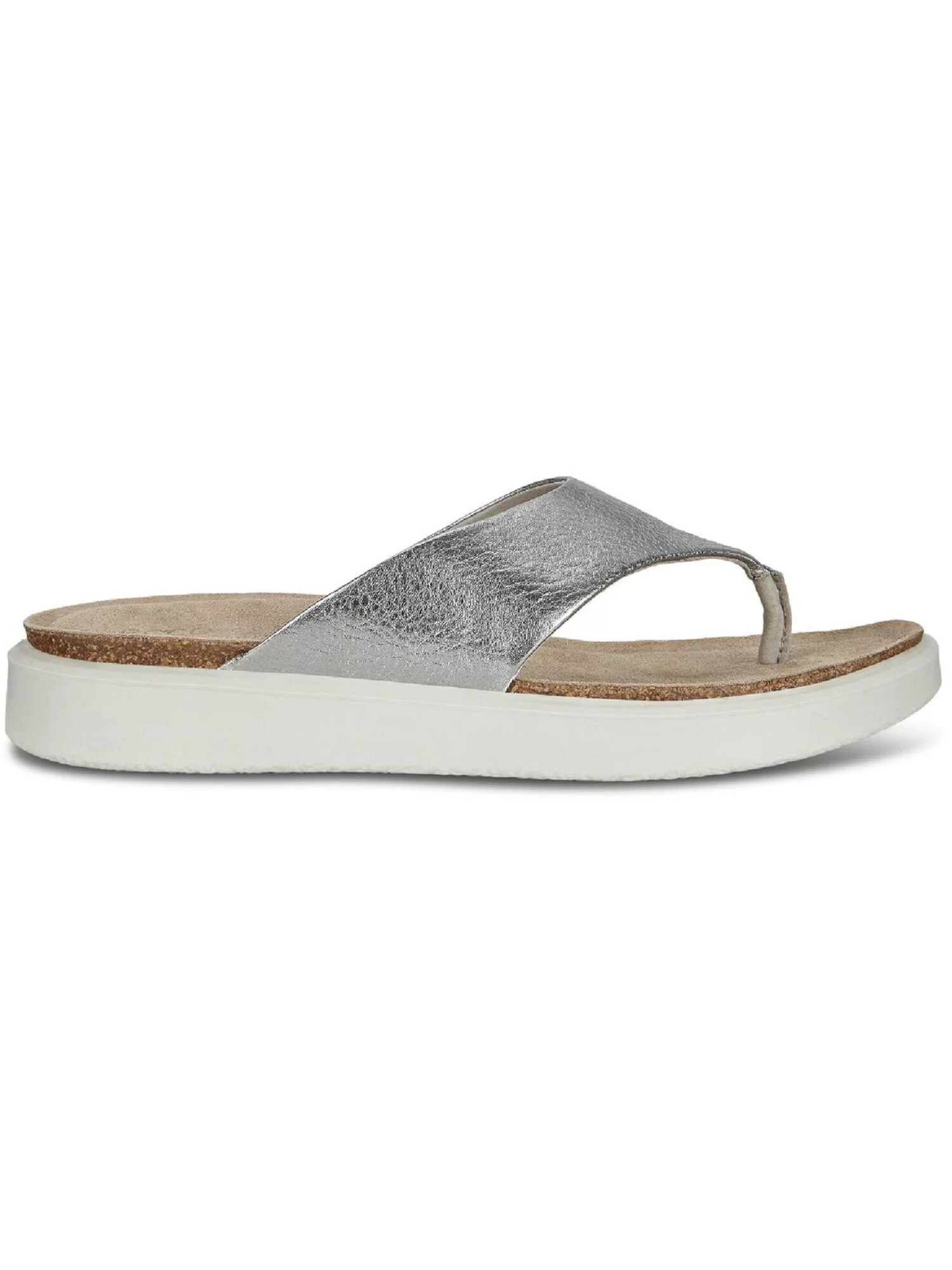 ECCO Womens Gray Iridescent Arch Support Comfort Corksphere Round Toe Wedge Slip On Leather Thong Sandals Shoes 5-5,5