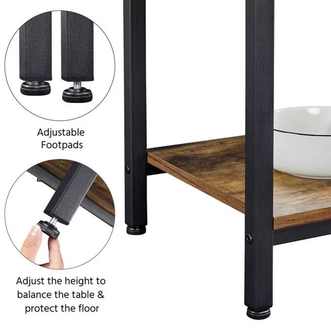 Vebreda Baker's Rack, Industrial Kitchen Island with Hooks Microwave Stand Adult