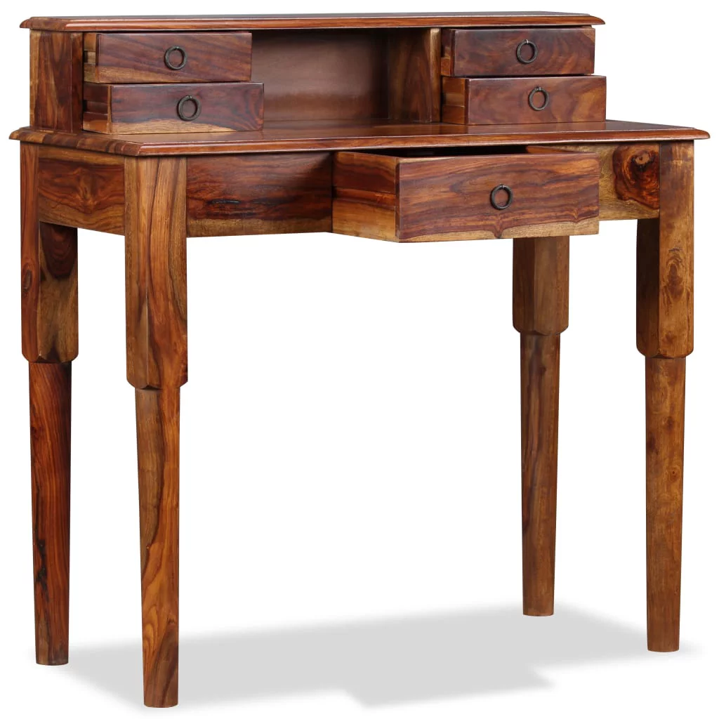 Suzicca Writing Desk with 5 Drawers Solid Sheesham Wood 35.4