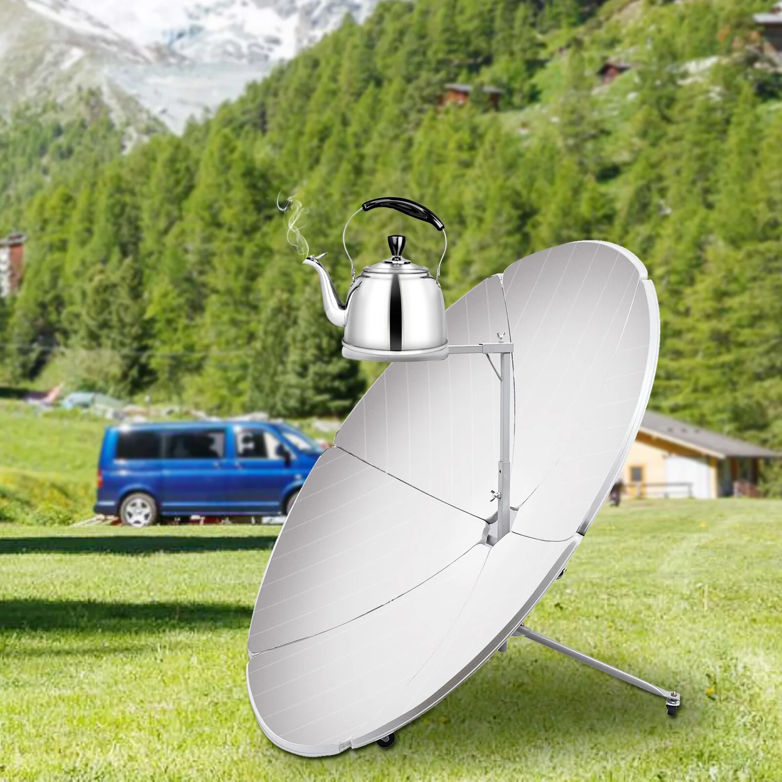 Anqidi Parabolic Concentrating Solar Cooker, Outdoor Portable Camping Sun Oven Stove for Yard RV Camp